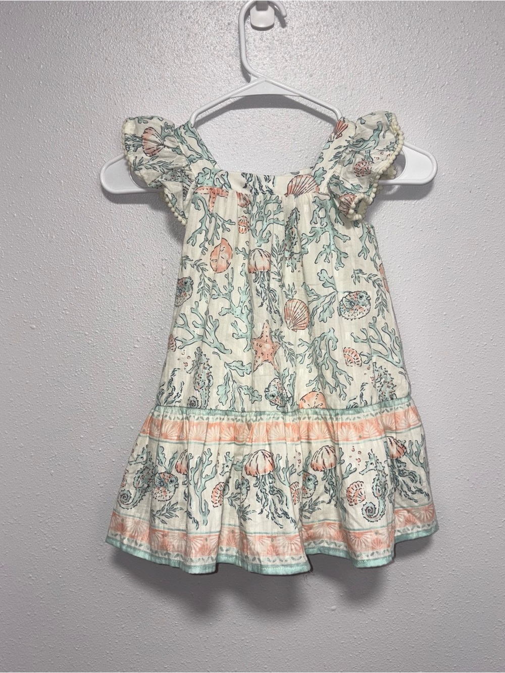 Tommy Bahama Coastal Seashell Pom-Pom Ruffle Dress 3T